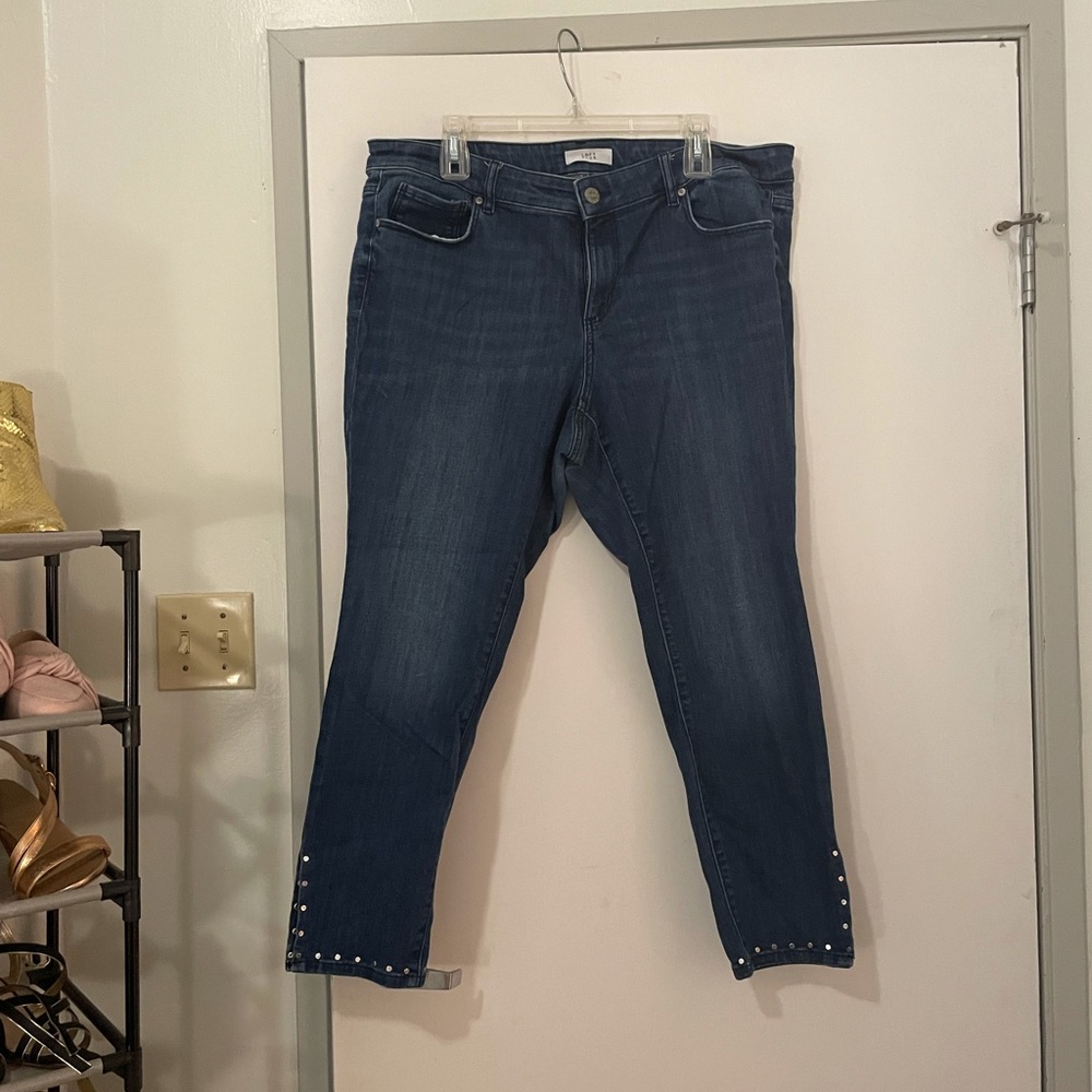 LOFT Plus Jeans with embellished slit ankles